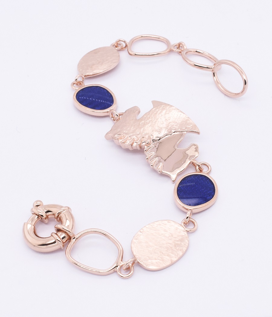 Armband by Runedal, rosé gold mit blauen Zirkonia