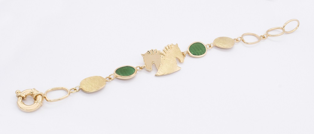 Armband by Runedal, gold mit grünen Achat