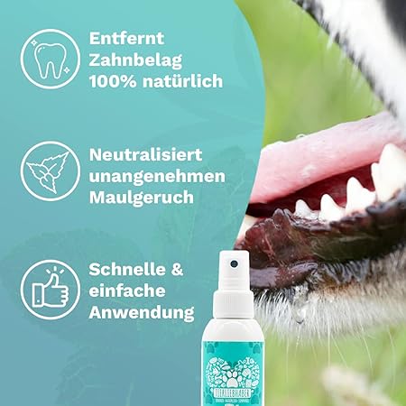 TIERLIEBHABER – Dentalspray für Hunde & Katzen entfernt Zahnbelag, 100% natürlich