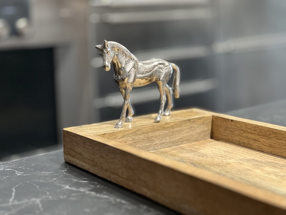 Holztablett Equine Duo, Silber