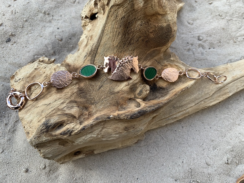 Armband by Runedal, rosé gold mit grünen Achat