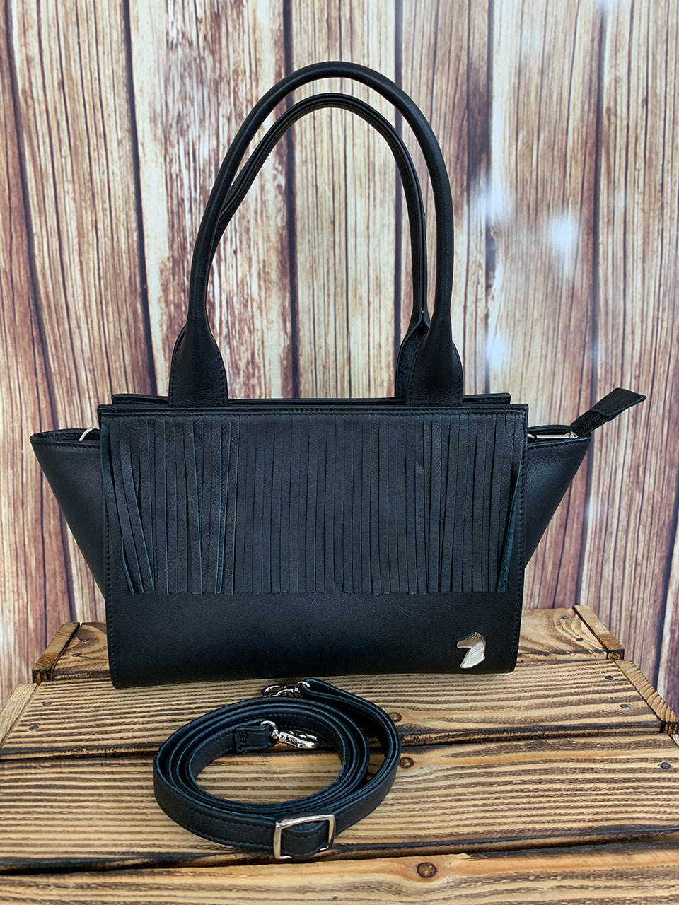 Desori Lederhandtasche "PAPRIKA FRINGES" in schwarz