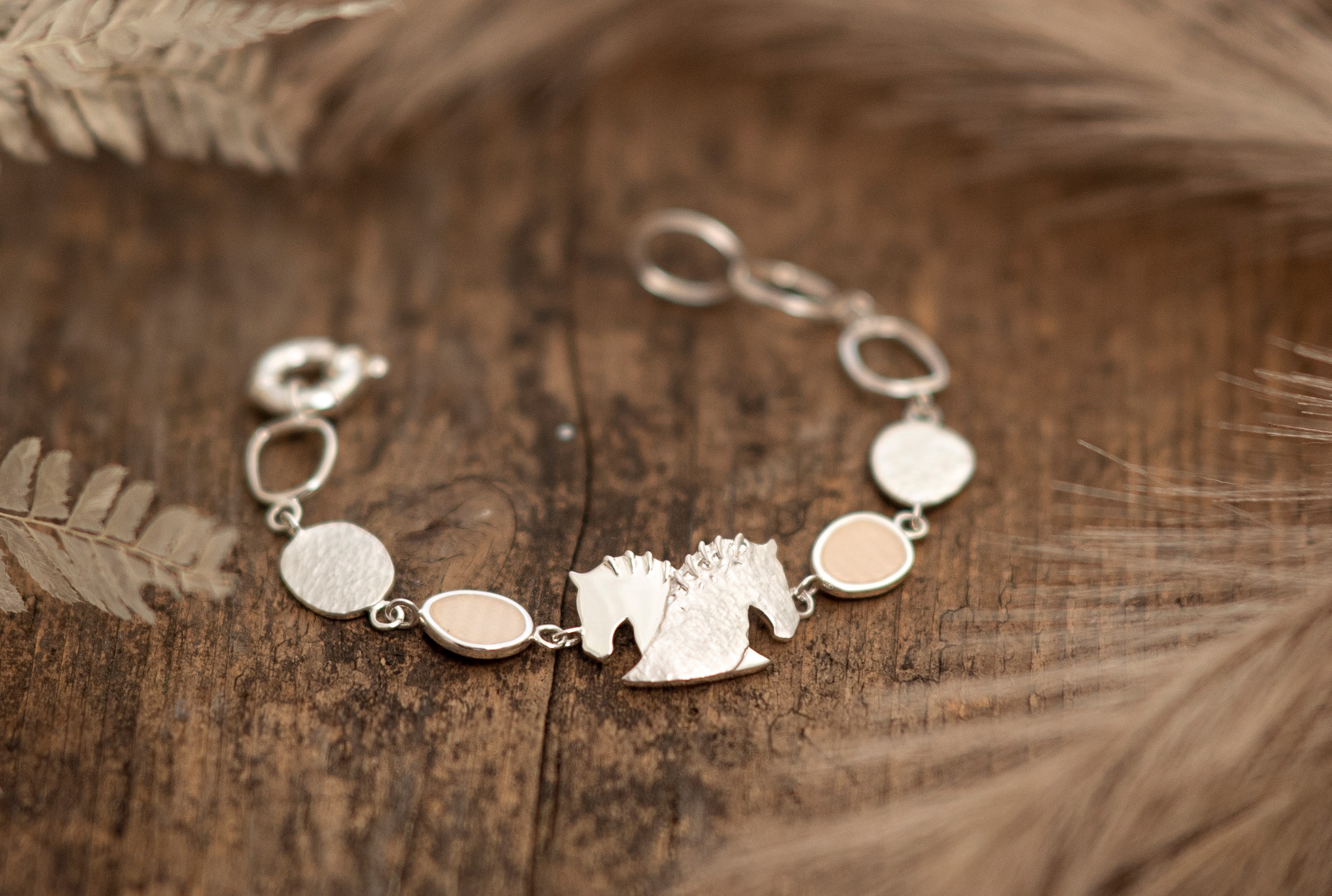 Armband by Runedal, silber mit rosa Achat