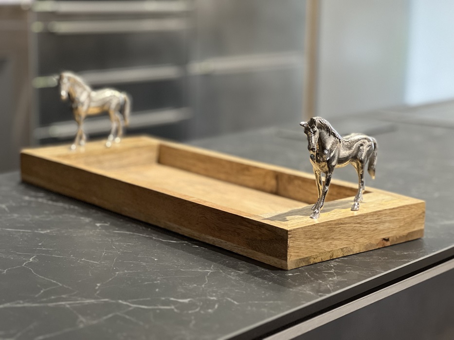 Holztablett Equine Duo, Silber